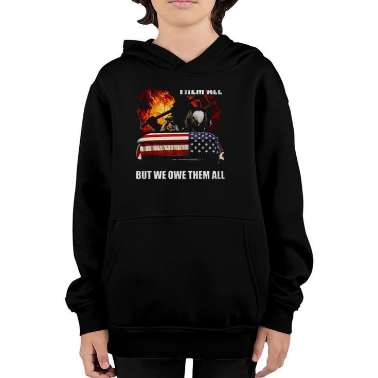 Proud Firefighter Bald Eagle Bowing It's Head Fire American Flag We Don't Know Them All Youth Hoodie