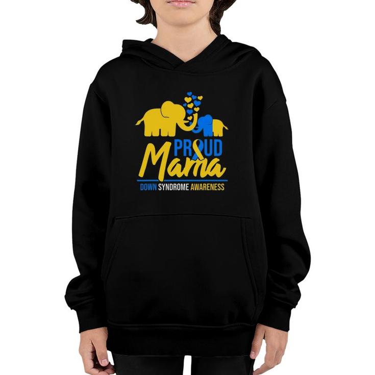 Proud Mama Mom Down Syndrome Awareness Day Cute Elephant T21 Gift Youth Hoodie