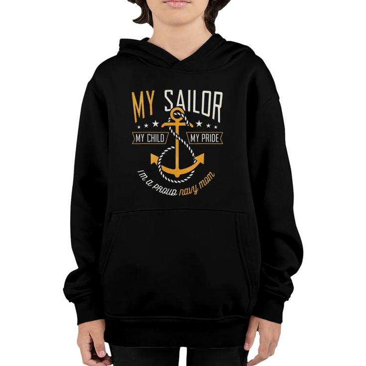 Proud Mom Navy Family Proud Navy Mother For Moms Of Sailors Youth Hoodie
