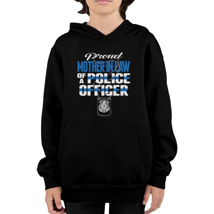Proud Mother-In-Law Of Police Officer - Cop Thin Blue Line Youth Hoodie