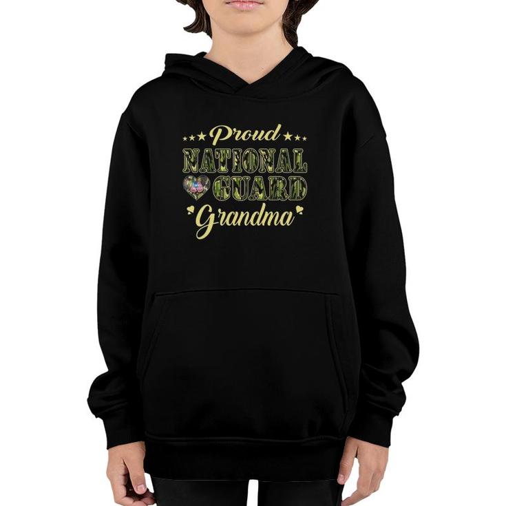 Proud National Guard Grandma Dog Tag Heart Army Grandmother Youth Hoodie