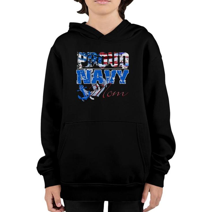 Proud Navy Mom Patriotic Sailor  Mothers Day Youth Hoodie