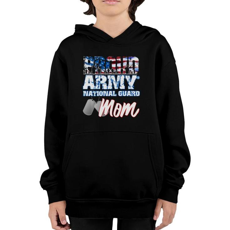 Proud Patriotic Army National Guard Mom Usa Flag Mothers Day Youth Hoodie