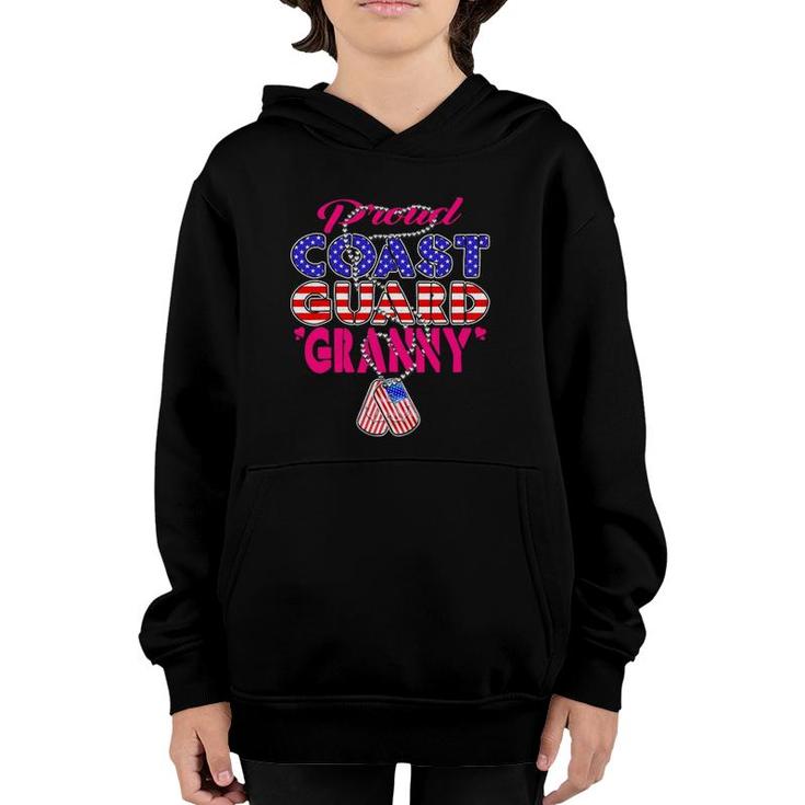Proud Us Coast Guard Granny Dog Tags Military Grandmother Youth Hoodie