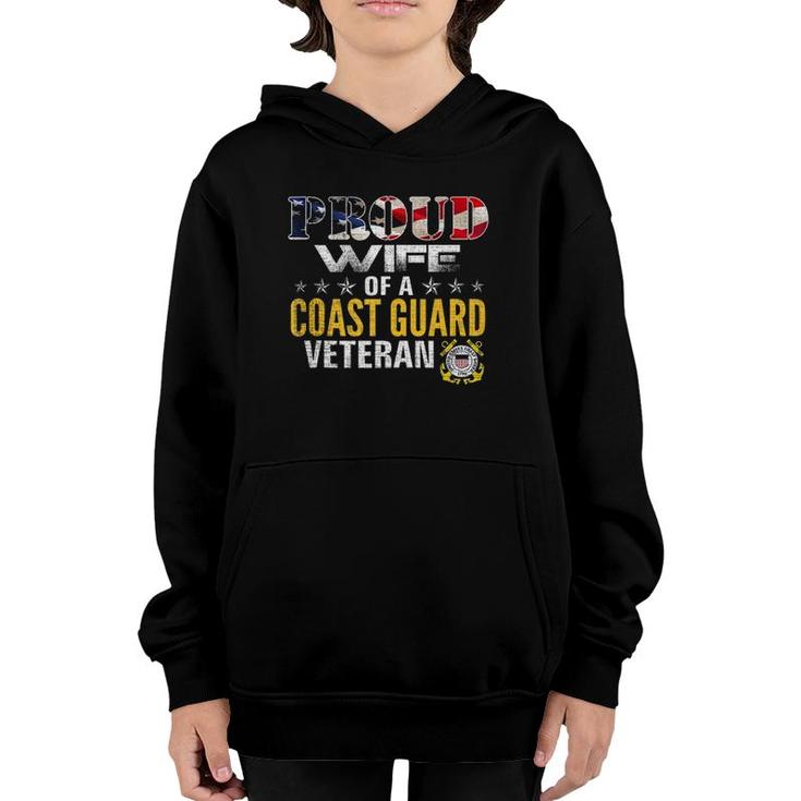 Proud Wife Of A Coast Guard Veteran American Flag Military Tank Top Youth Hoodie