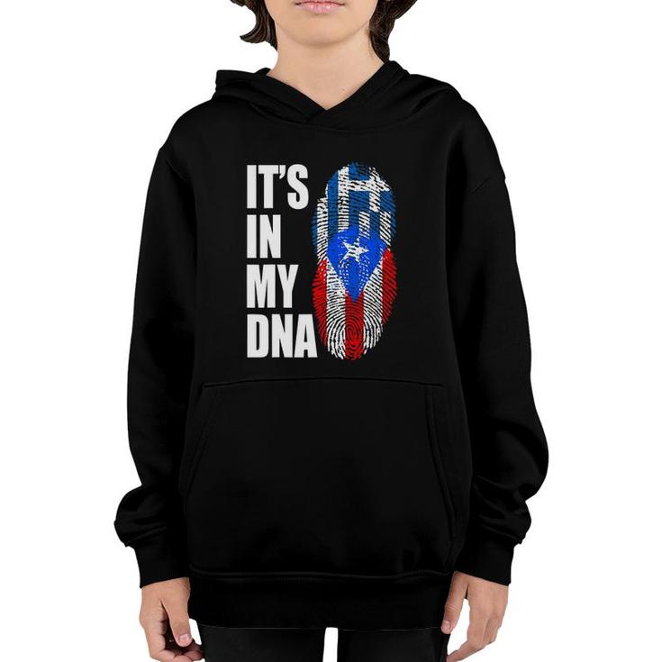 Puerto Rican And Greek Mix Dna Flag Heritage Youth Hoodie