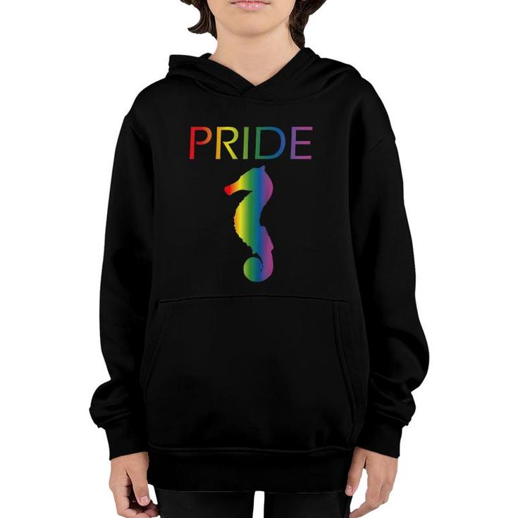 Rainbow Seahorse Pride Gay Pride Lgbtq Gay Seahorse Raglan Baseball Tee Youth Hoodie