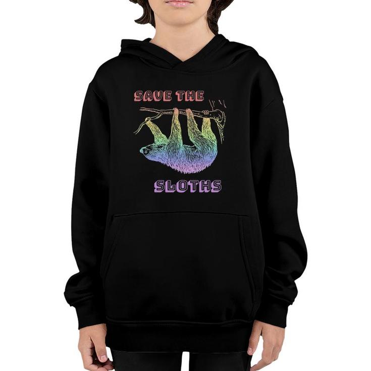 Rainbow Sloth - Save The South America Sloth Conservation Youth Hoodie