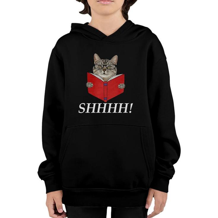 Reading Book Cat Silence Read Premium Youth Hoodie