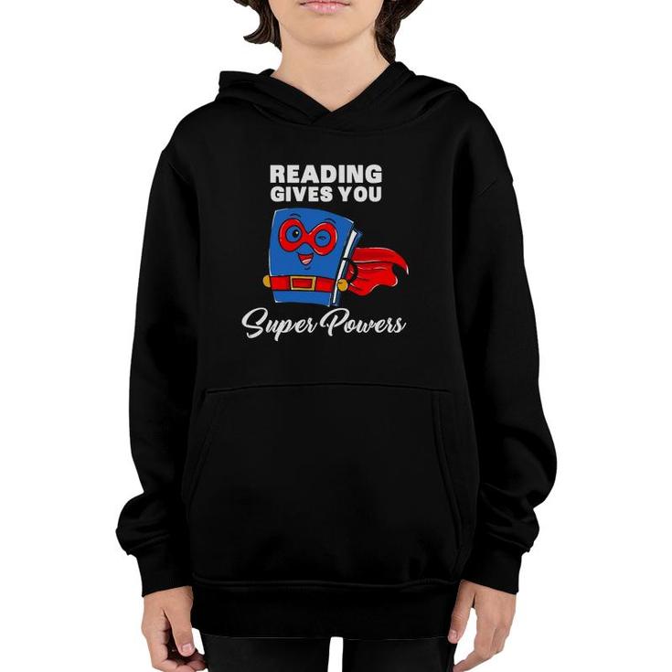 Reading Gives You Super Powers Funny Super Hero Youth Hoodie