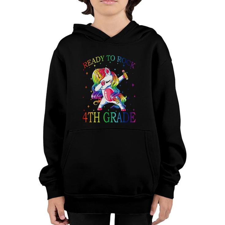 Ready To Rock 4Th Grade Unicorn Funny Back To School Youth Hoodie