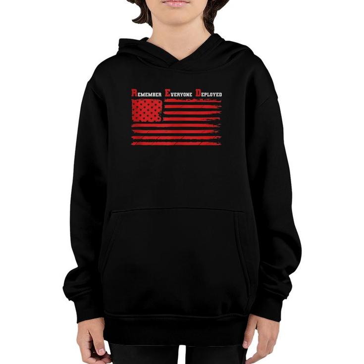 RED Flag Remember Everyone Deployed - Support The Troops  Youth Hoodie