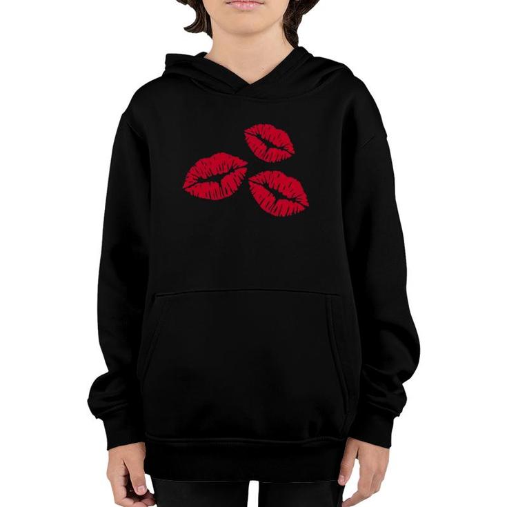 Red Kisses Lips Lipstick Gift Youth Hoodie