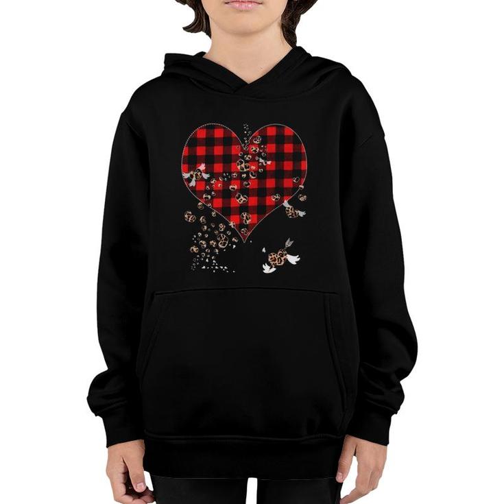 Red Plaid & Leopard Hearts  Cute Valentine's Day Youth Hoodie