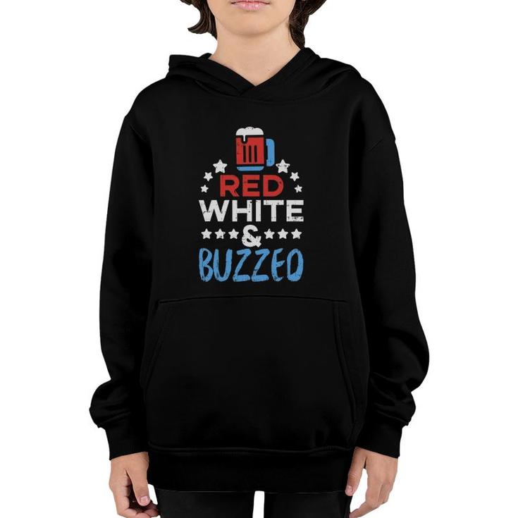 Red White And Buzzed Funny Usa 4Th Of July Drinking Team Youth Hoodie