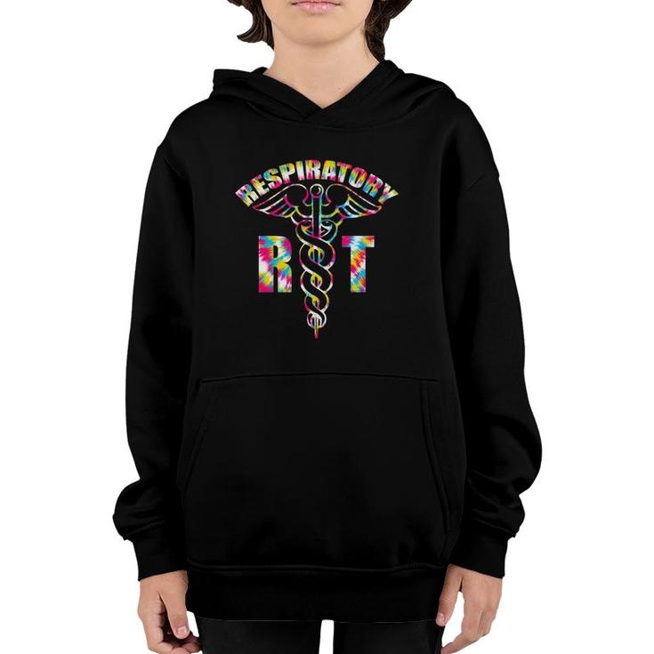 Respiratory Therapist Rt Therapy Colorful Tie Dye Design  Youth Hoodie
