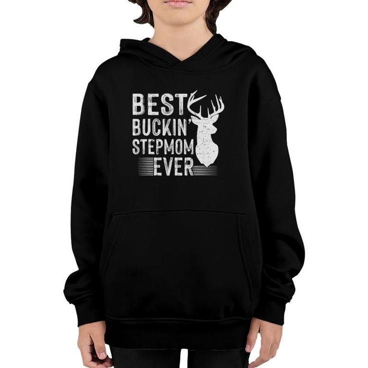 Retro Best Buckin Stepmom Ever Deer Hunters Mother's Day Gift Youth Hoodie