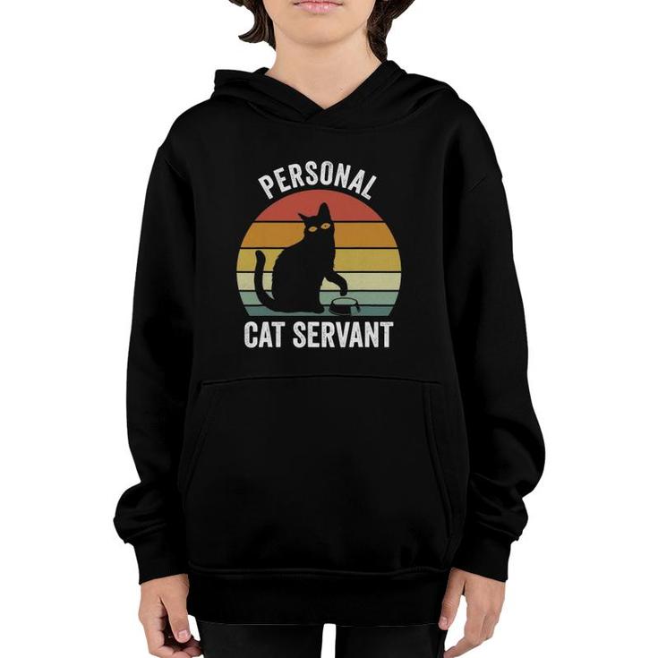 Retro Ca Black Cat Personal Cat Servant Cat Lover Youth Hoodie