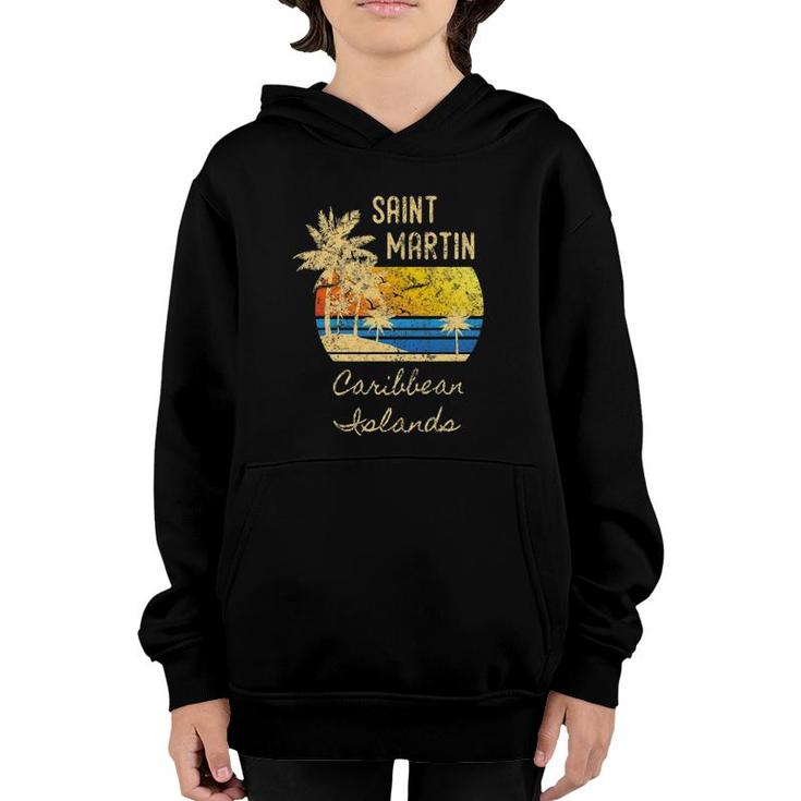 Retro Cool St Martin Caribbean Islands Distressed Sunset Youth Hoodie