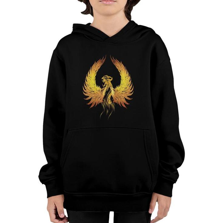Rising Phoenix Fire Golden Mythical Reborn Rise From Ashes  Youth Hoodie
