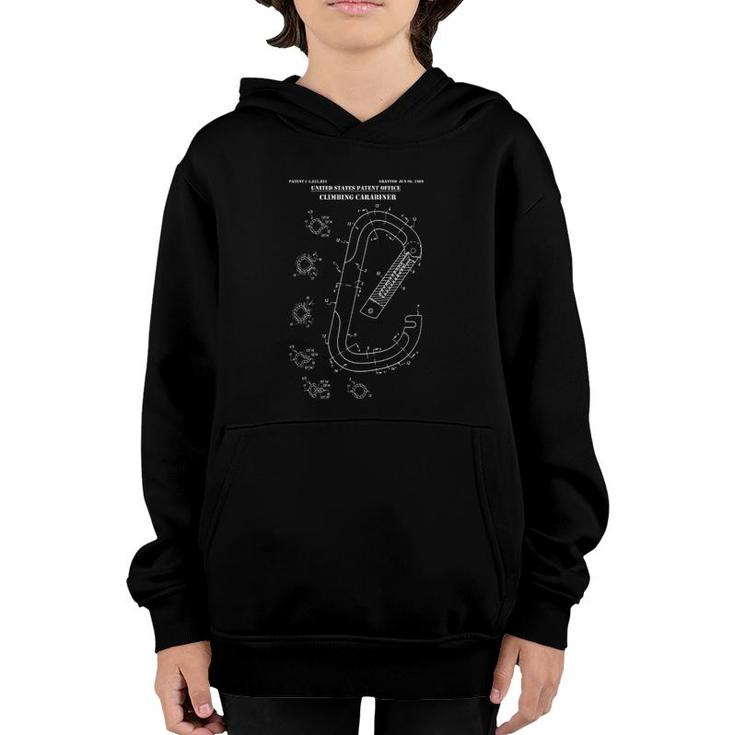 Rock Climbing  Carabiner Patent Graphic Climb Gift Youth Hoodie