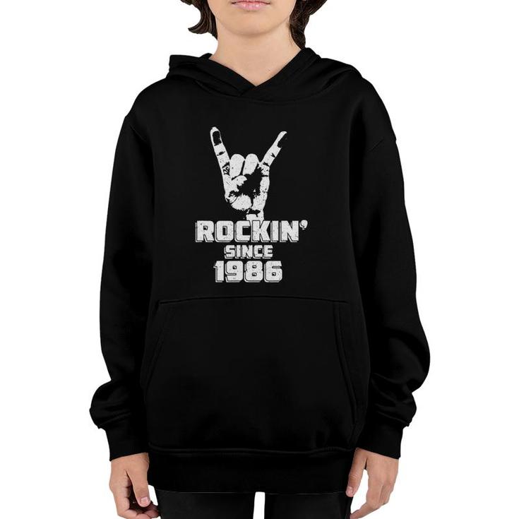 Rockin' Since 1986 Vintage Rock Music 35Th Birthday Gift Youth Hoodie