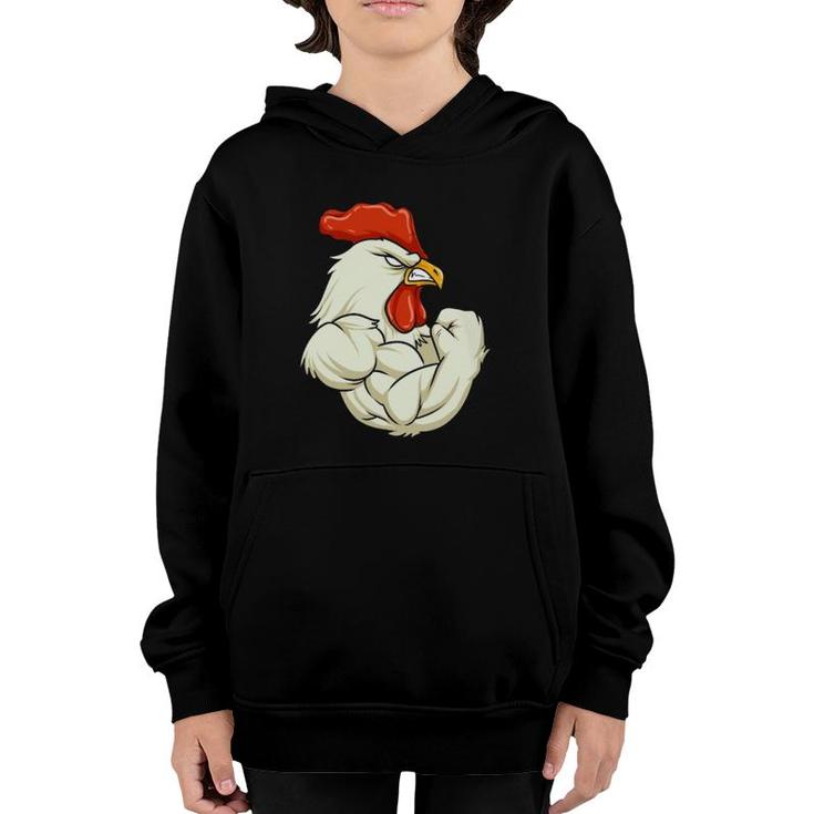 Rooster At The Gym Swole Workout Funny Gift Youth Hoodie