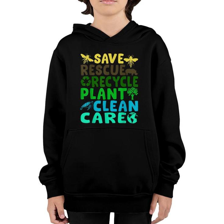 Save Bees Rescue Animals Recycle Plastic Earth Day Planet  Youth Hoodie