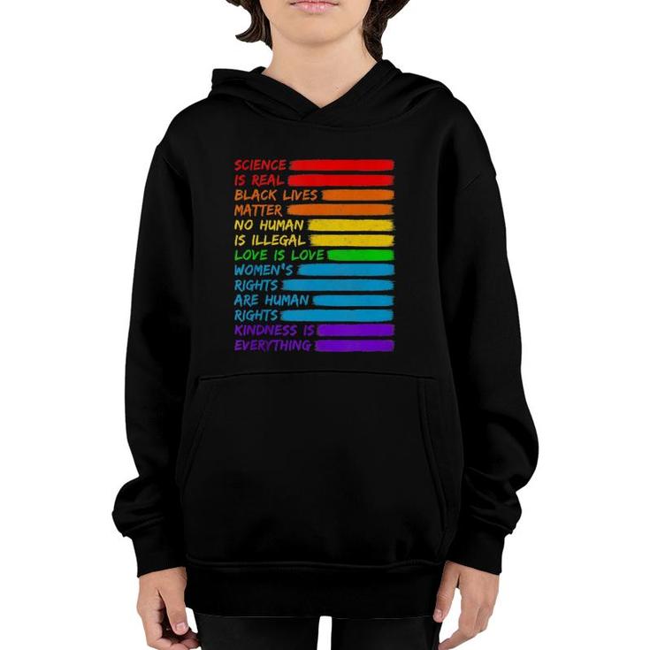 Science Is Real Black Lives Matter  Lgbt Rainbow Flag  Youth Hoodie