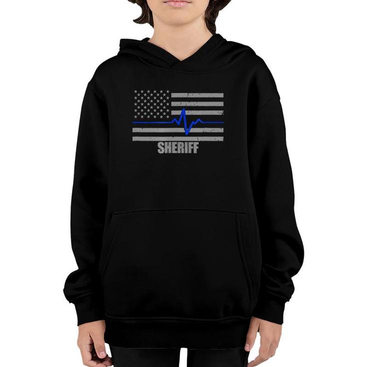 Sheriff Thin Blue Line Flag Law Enforcement Youth Hoodie