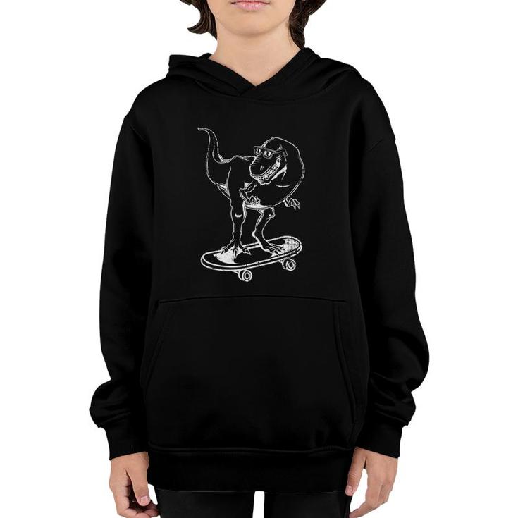 Skateboarding Dinosaur Lover Skateboarding Gift Youth Hoodie