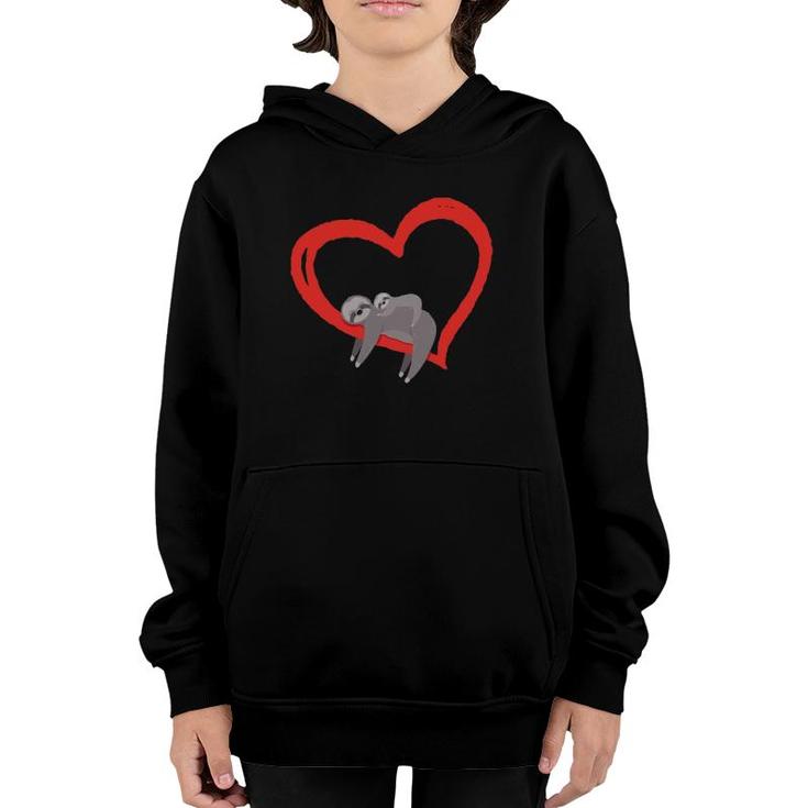 Sloth Valentine's Day Womens Sloths Valentine Heart Youth Hoodie