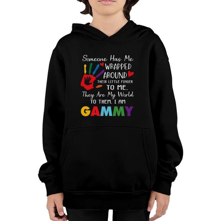 Someone Has Me Wrapped Arround Their Little Finger To Me Gammy Colors Hand Youth Hoodie