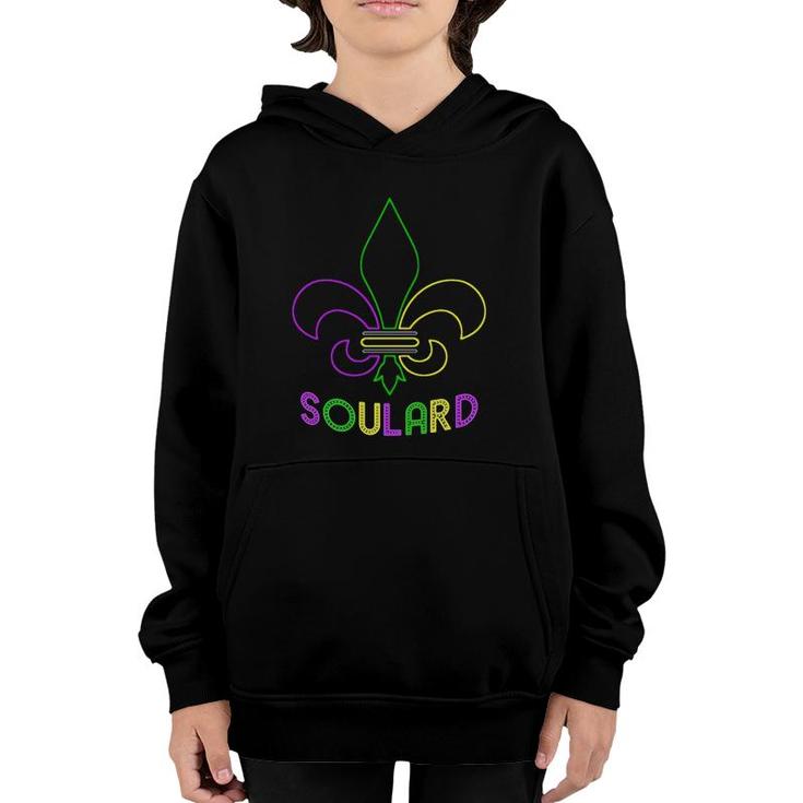 Soulard Mardi Gras Neon Sign With Fleur De Lis Youth Hoodie