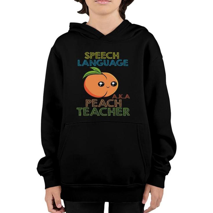 Speech Language Peach Teacher I Speech Therapy Youth Hoodie