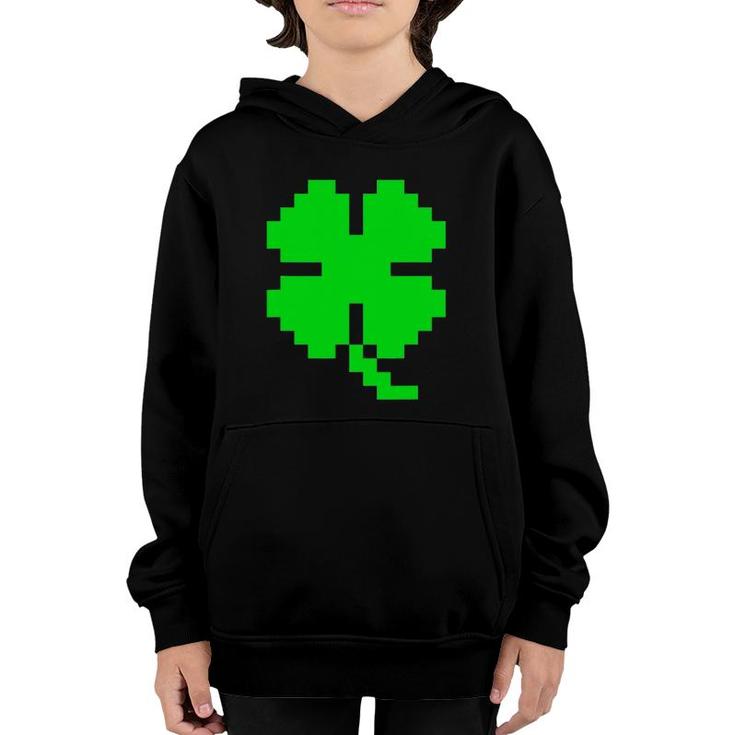 St Patrick's Day Video Games Clover Retro 8 Bit Pixel Art Youth Hoodie