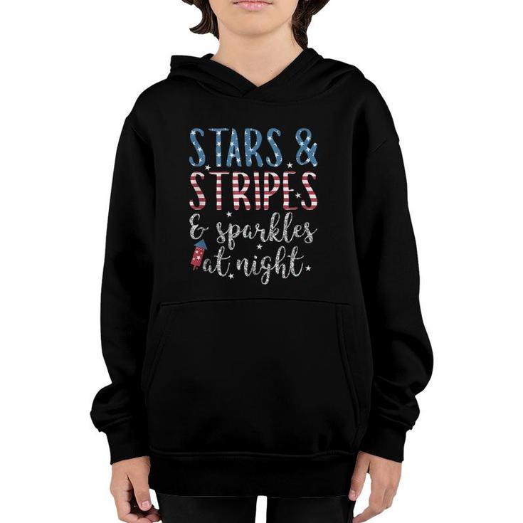 Stars & Stripes Sparkles At Night Patriotic July 4Th  Youth Hoodie