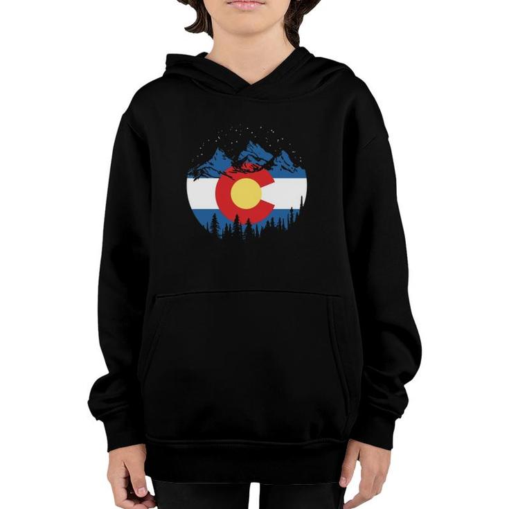 State Flag Of Colorado Vintage Night Stars Design Youth Hoodie