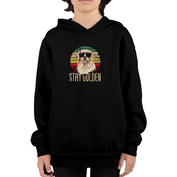 Stay Golden Funny Retro Golden Retriever Dog Breed Lover Youth Hoodie