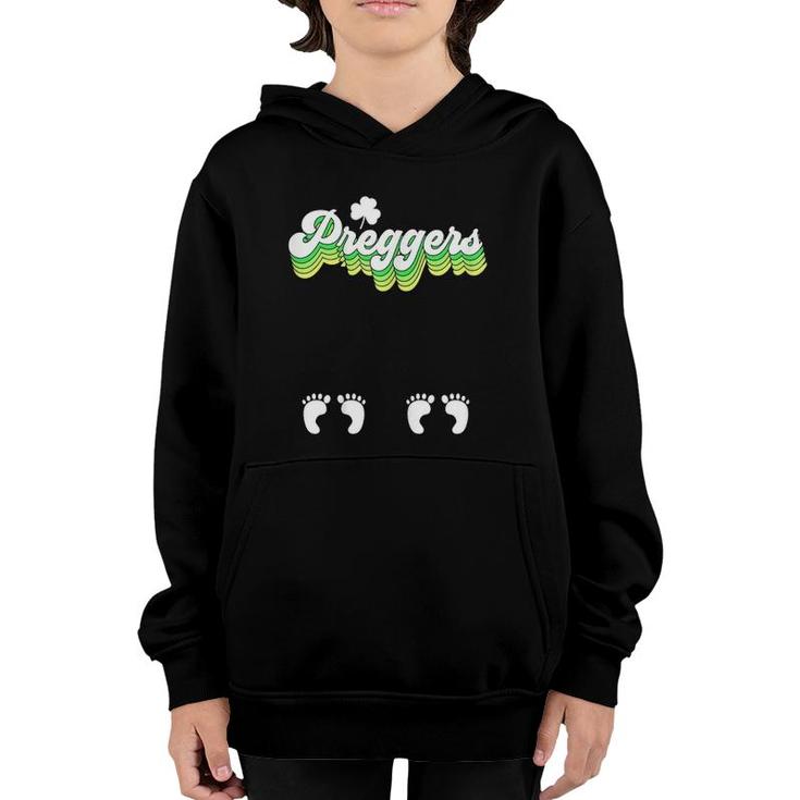 StPatrick's Day Pregnancy Announcement Twin Mama Pregnant Youth Hoodie