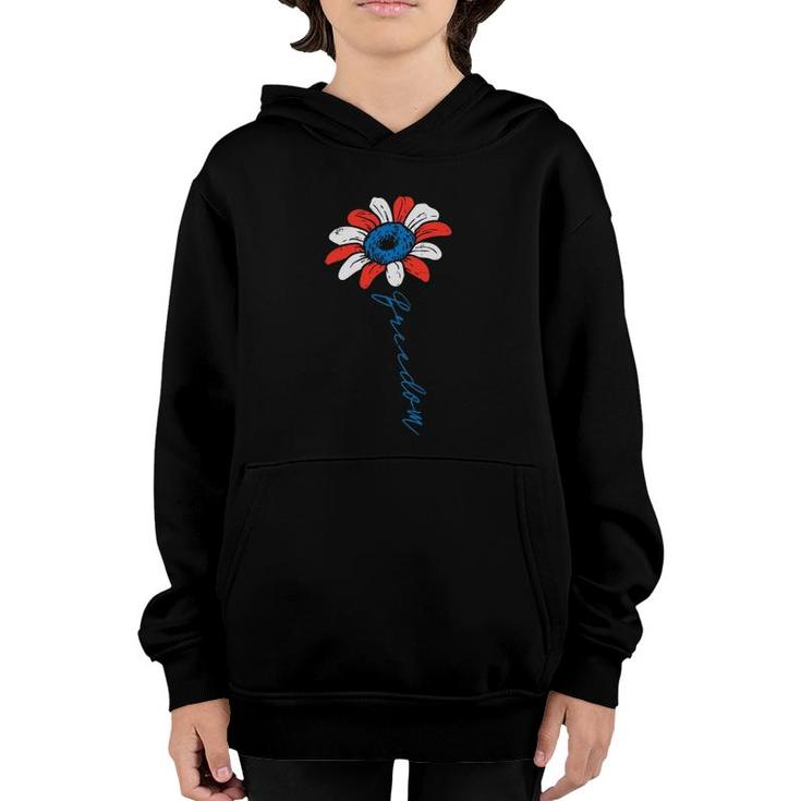 Sunflower Freedom American Flag Usa 4Th Of July Fourth Women Youth Hoodie