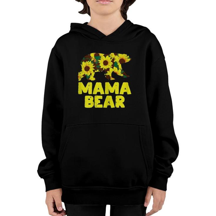 Sunflower Mama Bear Cute Mother's Day Floral Mom Mommy Youth Hoodie