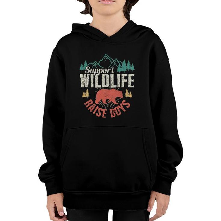 Support Wildlife Raise Boys Vintage Mothers Day Gift Youth Hoodie