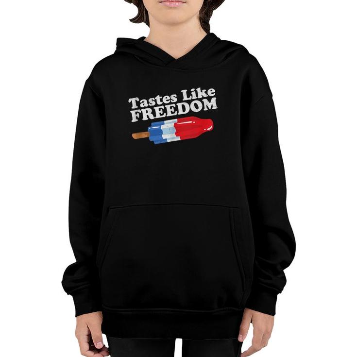 Tastes Like Freedom Funny Popsicle 4Th Of July Retro Gift  Youth Hoodie