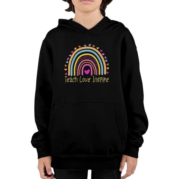 Teach Love Inspire First Grade Teacher Rainbow Youth Hoodie