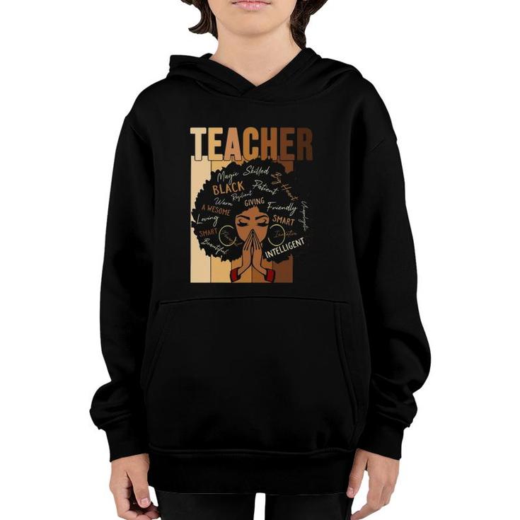 Teacher Black Womens Afro African Black History Month Youth Hoodie