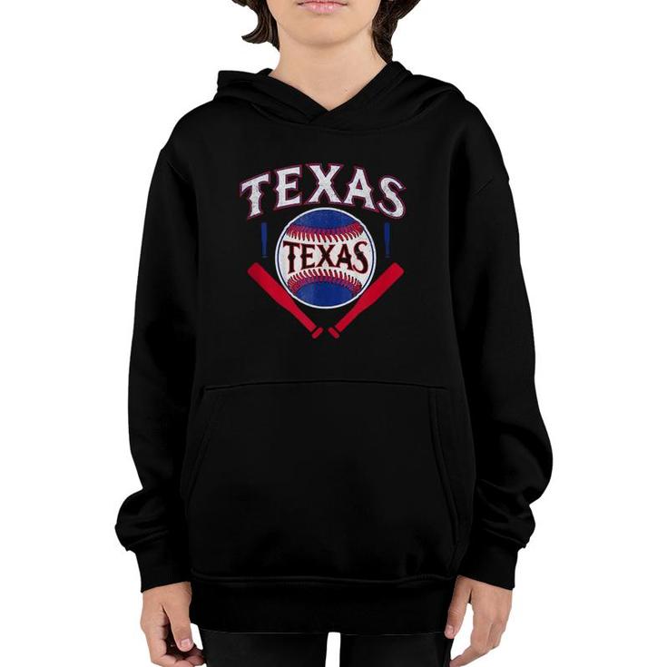 Texas Baseball Vintage Distressed Game Day Ranger Tx State  Youth Hoodie