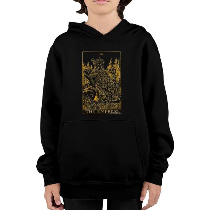 The Empress Gold Tarot Card Youth Hoodie