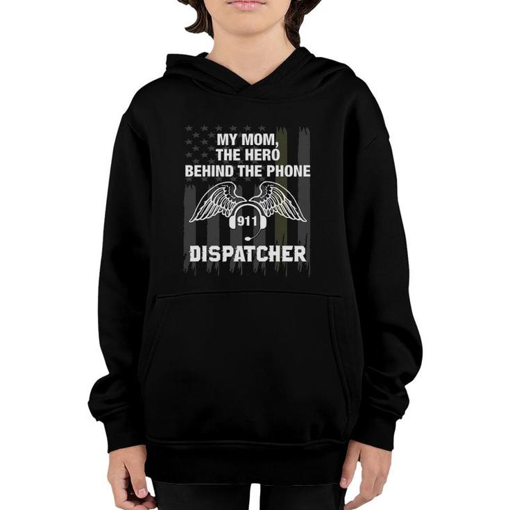 Thin Gold Line American Flag My Mom 911 Dispatcher Youth Hoodie