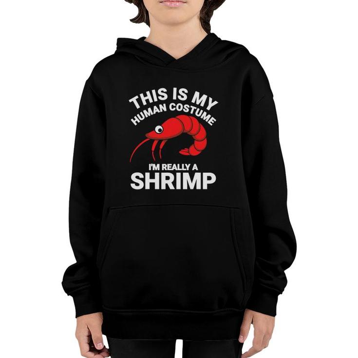 This Is My Human Costume I'm Really A Shrimp Funny Halloween Youth Hoodie